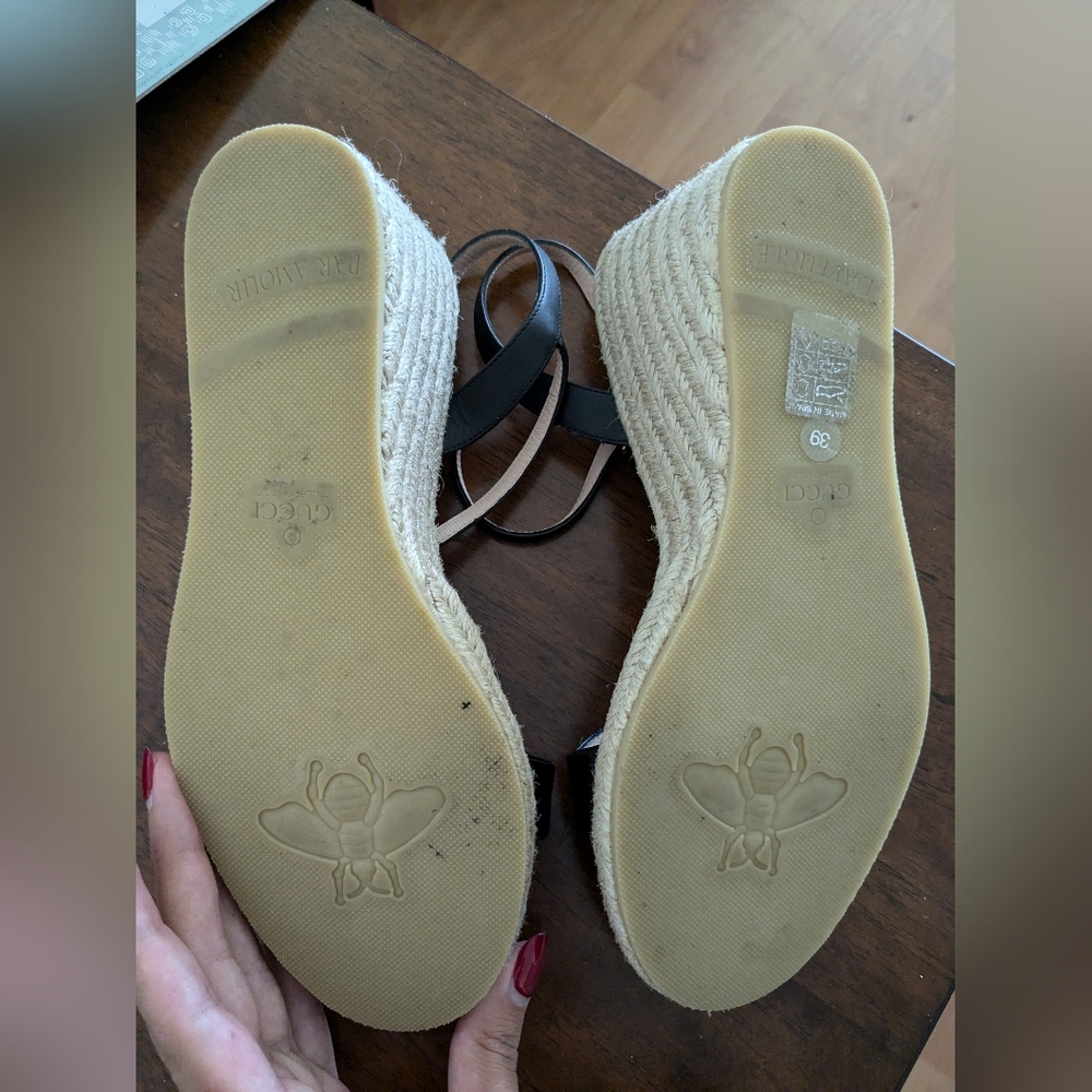 Women's Gucci Wedge Sandals-black - Picture 3 of 4